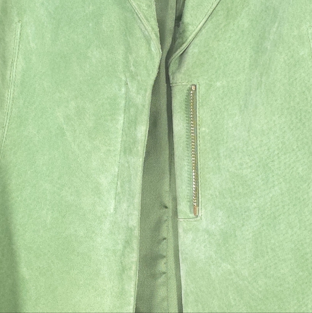 Jones New York Mint Green Women's Leather Jacket Size L Elegant Quiet Lux Style - Picture 6 of 10